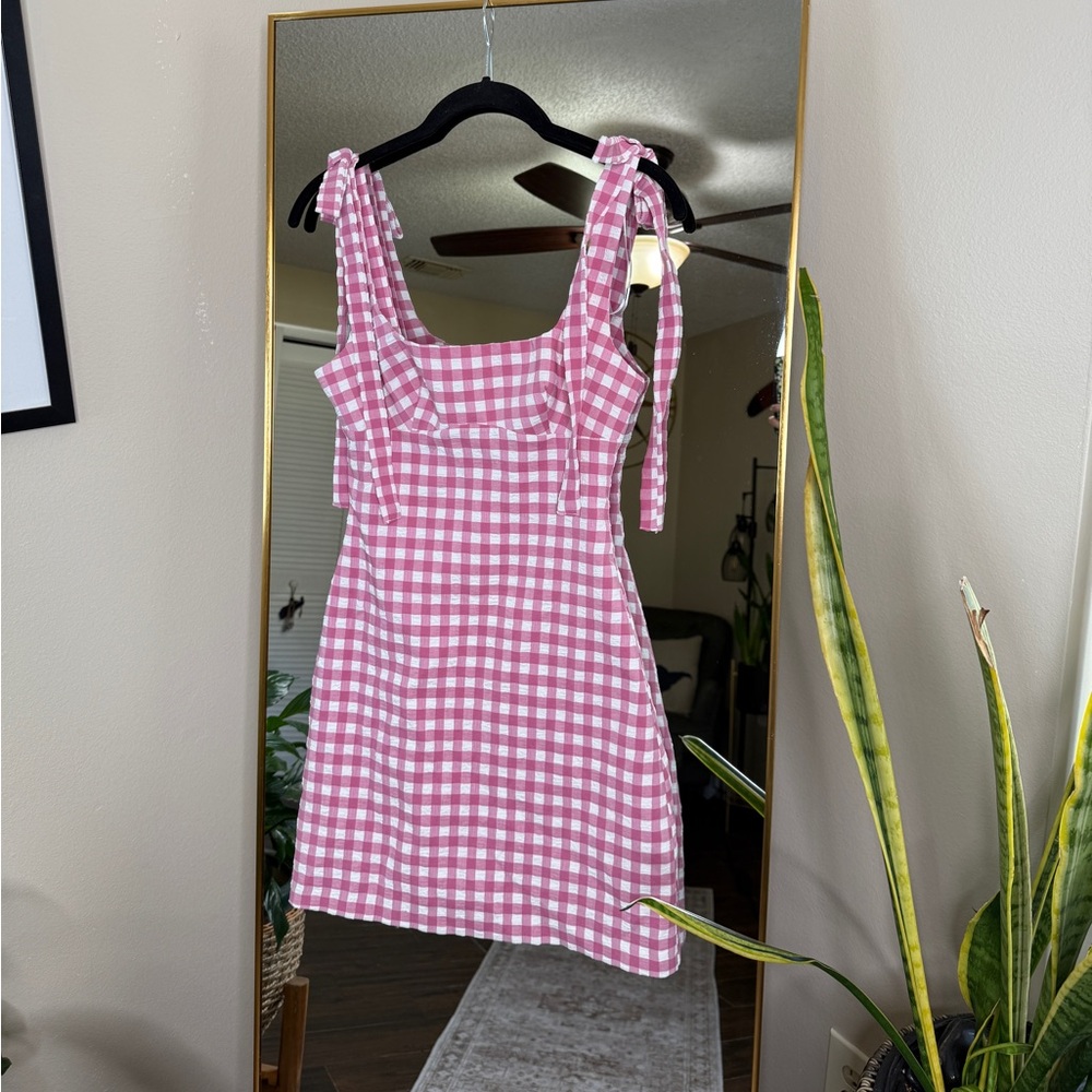 Zara Pink Gingham Sleeveless Dress - Picture 2 of 4